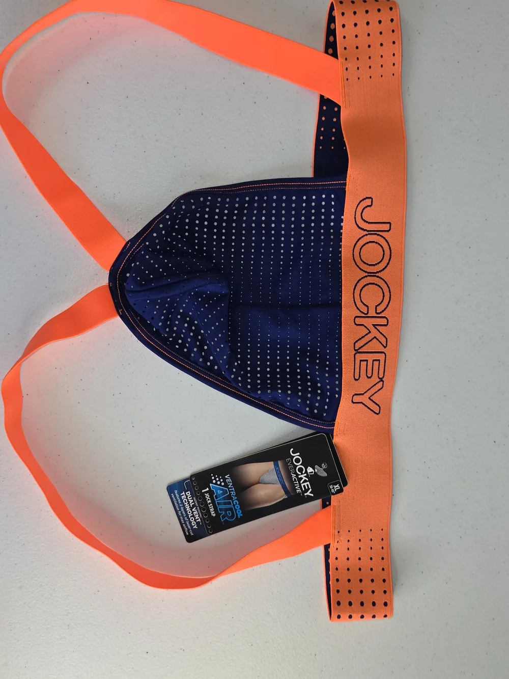Jockey Men's VentraCool Air Jock Strap - Majestic Blue/Orange XL (38-40)